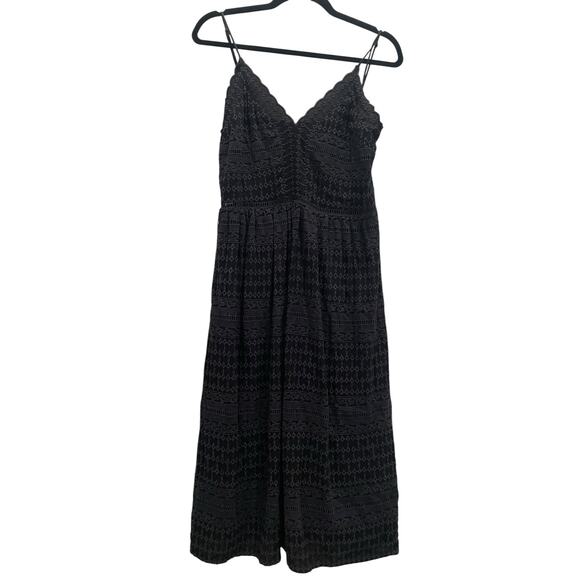 H&M Dresses & Skirts - H&M Black Crochet Geometric Eyelet Midi Dress Size 6